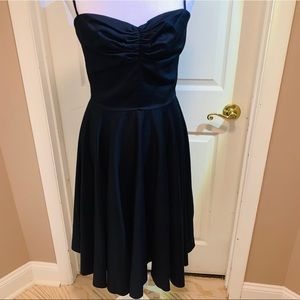 White House|Black Market Vtg Black Cotton Sateen Fit & Flare Dress